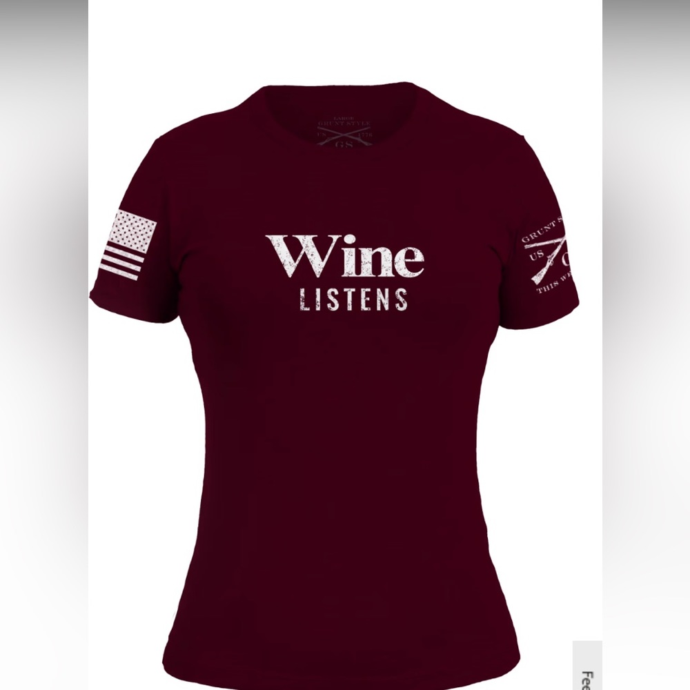 Grunt Style Wine Listens Short-Sleeve T-Shirt for Ladies Maroon